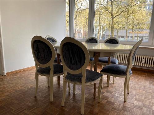 Barok stijl tafel en velour stoelen, Huis en Inrichting, Complete eetkamers, Gebruikt, 6 tot 8 stoelen, Ophalen of Verzenden