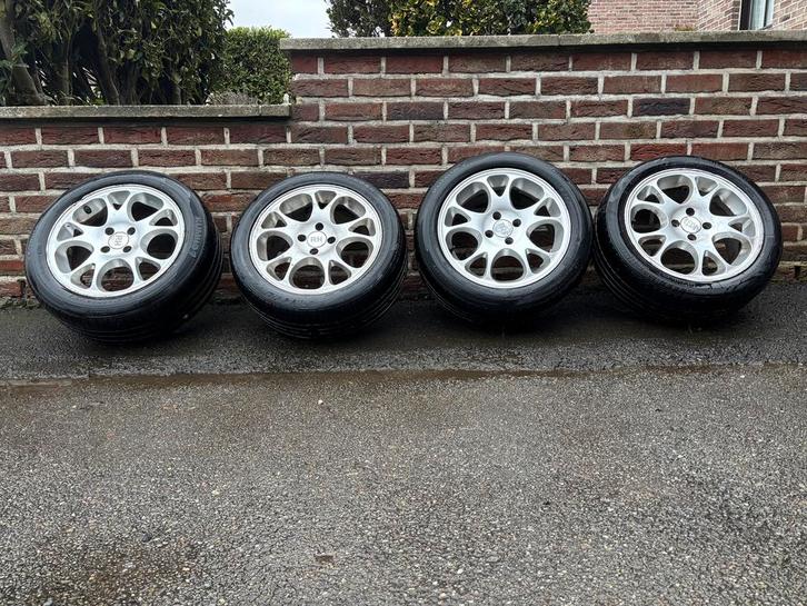 4 jantes alu RH 4x100 avec pneu, Autos : Pièces & Accessoires, Pneus & Jantes, Jante(s), Enlèvement