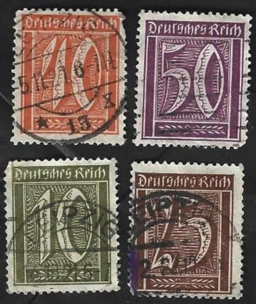 4 Postzegels Cijfer in rechthoek Duitse Rijk, Postzegels en Munten, Postzegels | Europa | Duitsland, Gestempeld, Duitse Keizerrijk
