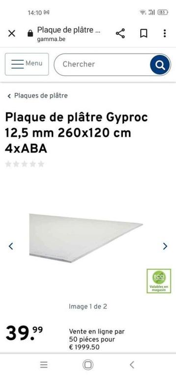 Gyproc 4ABA platen (10 stuks), Doe-het-zelf en Bouw, Platen en Panelen, Ophalen, Nieuw, Overige materialen, Minder dan 20 mm