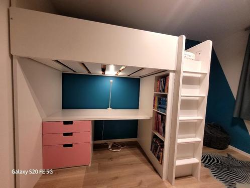 IKEA hoogslaper met bureau, Huis en Inrichting, Slaapkamer | Stapelbedden en Hoogslapers, Gebruikt, Hoogslaper, 90 cm, 200 cm