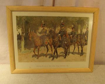 Mooi Oude Gravure 'Divisie Infanterie' - 43x33 beschikbaar voor biedingen