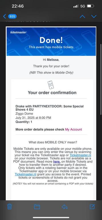 Drake PARTYNEXTDOOR 31 juli Amsterdam platinum ticket 109 beschikbaar voor biedingen