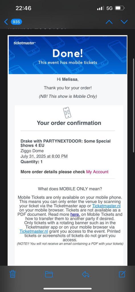 Drake PARTYNEXTDOOR 31 juli Amsterdam platinum ticket 109, Tickets en Kaartjes, Concerten | Pop, Eén persoon, Juli