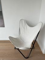 Vlinderstoel ( stof licht grijs, greige ) met zwart frame, Grijs, Stof, Zo goed als nieuw, Eén