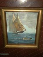 Antieke olieverf schilderij Zeilschip op volle zee, Antiek en Kunst, Ophalen