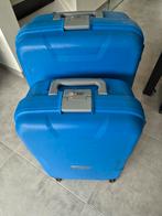 Set van 2 blauwe koffers met 3 sloten, Handtassen en Accessoires, Gebruikt, Ophalen