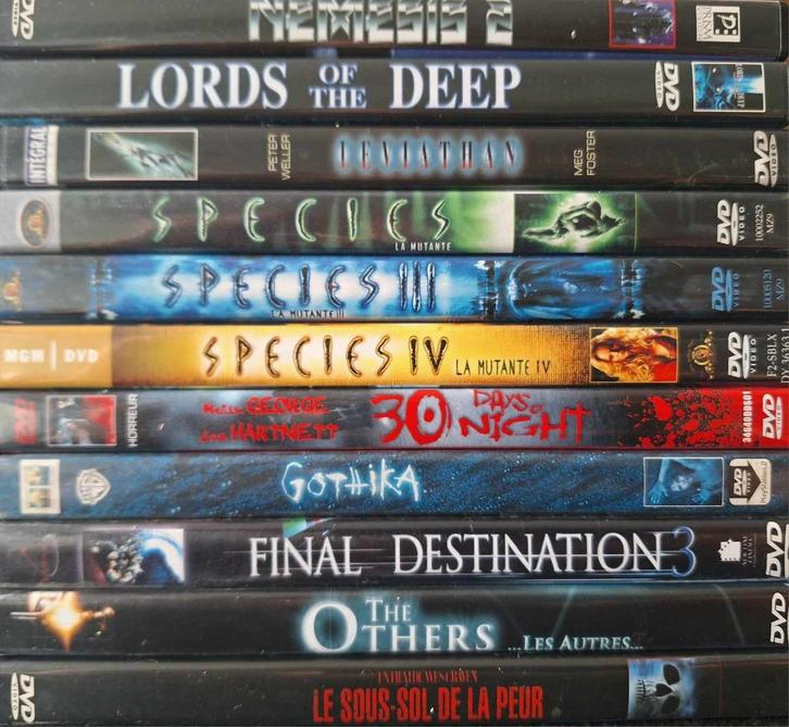 Horrorfilms op dvd - 1,00€, Cd's en Dvd's, Dvd's | Horror, Gebruikt, Monsters, Vanaf 16 jaar, Ophalen of Verzenden