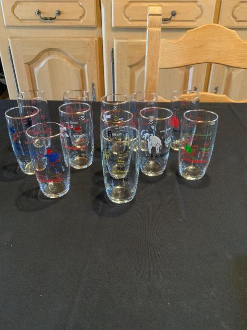 12 Verres collector Kronenbourg  serie pays, Verzamelen, Biermerken, Zo goed als nieuw, Glas of Glazen, Overige merken, Ophalen of Verzenden