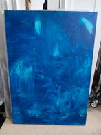 Tableau Abstrait bleu "Étang Marjorie", Acrylique, 70x100cm, Antiquités & Art, Enlèvement
