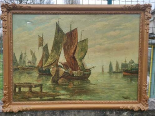 Huile sur toile marine signe Raoul delbove, Antiek en Kunst, Kunst | Schilderijen | Klassiek, Ophalen