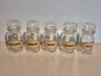 AVON set 5 glazen lege kruidenpotjes 10 gr., Gebruikt, Overige typen, Ophalen of Verzenden, Glas