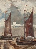 100 jaar oud antiek schilderijtje - havenzicht, Antiek en Kunst, Ophalen