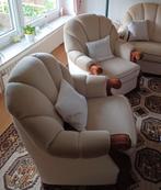 Salon zetel mohair velours beige fauteuils senioren, Ophalen, Zo goed als nieuw, Hout