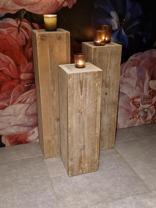 Steigerhouten sokkels, Huis en Inrichting, Woonaccessoires | Zuilen en Pilaren, Nieuw, Ophalen