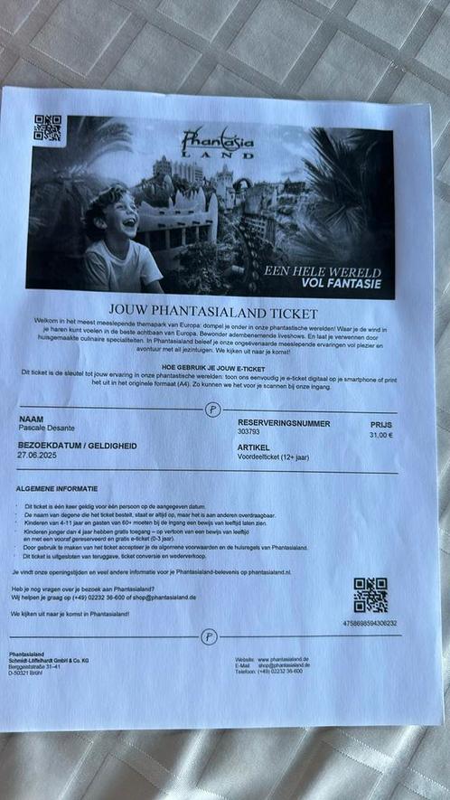 Tickets phantasialand, Tickets en Kaartjes, Recreatie | Pretparken en Attractieparken