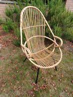 Grote vintage fauteuil met rotan schelp, Ophalen of Verzenden