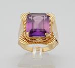 Prachtige 18 karaat Gouden Ring met Amethist edelsteen M16, Nieuw, Ophalen of Verzenden, Kleiner dan 17, Met edelsteen
