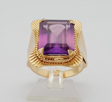 Prachtige 18 karaat Gouden Ring met Amethist edelsteen M16 beschikbaar voor biedingen