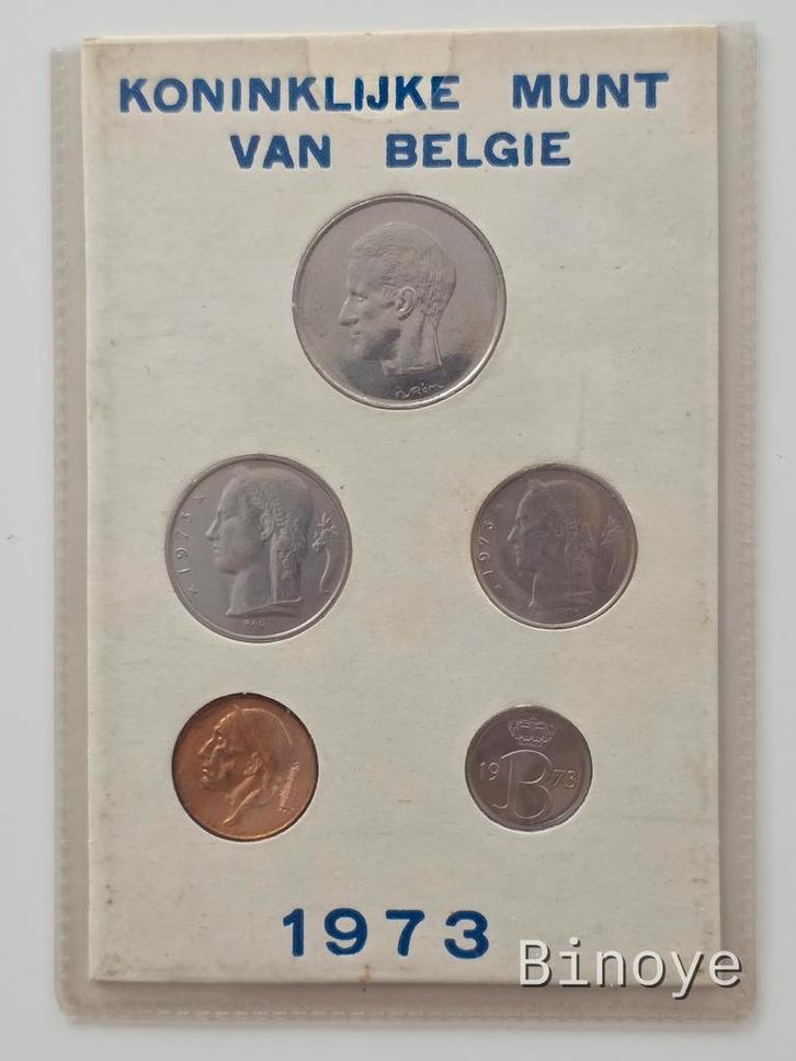 Belgïe 1973 – Série FDC – 5 pièces – Baudouin, Postzegels en Munten, Munten | België, Ophalen of Verzenden