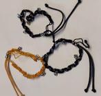 set 3 bracelets cordon en chaine et perles orange et noir, Noir, Autres matériaux, Avec bracelets à breloques ou perles, Enlèvement ou Envoi
