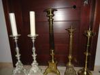 5 grote prachtige zware antieke bronzen kandelaars -19e eeuw, Ophalen of Verzenden