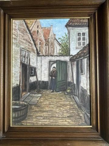Schilderij Devos - straatje in Brugge beschikbaar voor biedingen