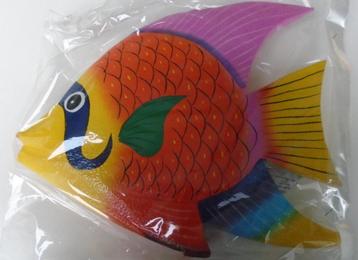 HOUTEN VIS 25 CM Nr. 4 ORANJE GEEL LILA NIEUW beschikbaar voor biedingen