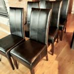 Lederen stoelen met hout in perfecte staat, Maison & Meubles, Chaises, Comme neuf, Bois, Enlèvement
