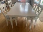 INGATORP uitschuifbare eettafel, 4 INGOLF-stoelen, Ophalen, 50 tot 100 cm, 150 tot 200 cm, Zo goed als nieuw