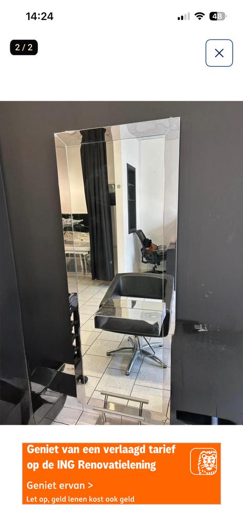 Miroir, lieu de travail, salon de coiffure, Maison & Meubles, Accessoires pour la Maison | Miroirs, Comme neuf, 75 à 100 cm, 150 à 200 cm