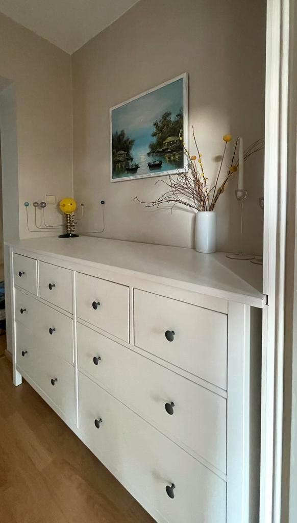 Ladekast HEMNES in het wit gebeitst met 8 lades, Huis en Inrichting, Kasten | Ladekasten, Gebruikt, Ophalen