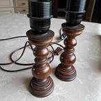 2 houten staanlampjes, Huis en Inrichting, Lampen | Tafellampen, Gebruikt, Klassiek, Ophalen of Verzenden, Minder dan 50 cm