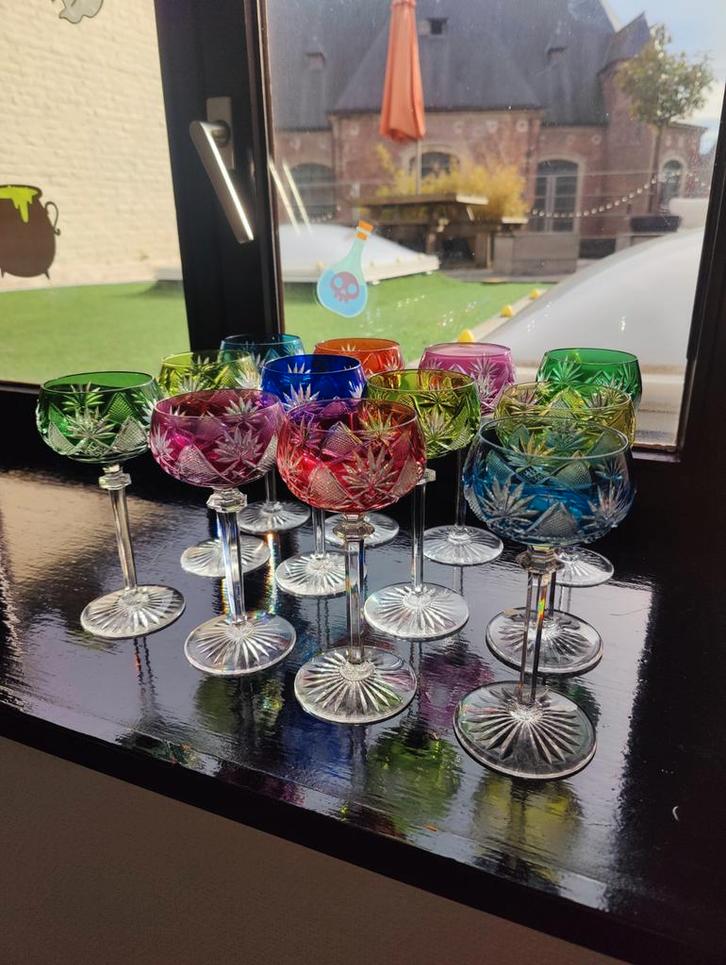 Val Saint Lambert: 10 (+2) glazen model Berncastel - 18 cm, Antiek en Kunst, Antiek | Glaswerk en Kristal, Ophalen of Verzenden