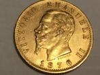 Goud 20 lire 1876 Vittorio Emanuele, Postzegels en Munten, Munten | Europa | Niet-Euromunten, Ophalen of Verzenden, Italië, Goud