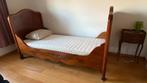 1 persoonsbed in massief hout + matras +lattenbodem, Ophalen, Hout, 90 cm