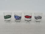 4 verzamelglazen iconische vintage voertuigen, Verzamelen, Glas en Drinkglazen, Ophalen of Verzenden, Gebruikt, Overige typen