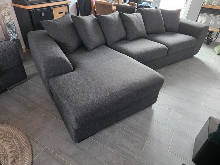 Mooie luxe Zwart Grijze hoekbank 165x310, Huis en Inrichting, Zetels | Zetels, Hoekbank, Ophalen