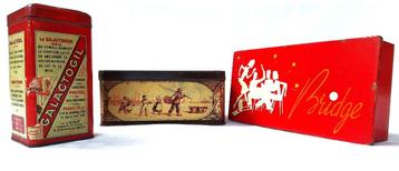 Set van 3 oude blikken dozen: Bridge, Galactogil & landelijk beschikbaar voor biedingen