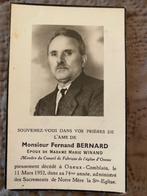 Fernand BERNARD x Marie WINAND 1878 1952 Oneux-Comblain, Verzamelen, Bidprentjes en Rouwkaarten, Ophalen of Verzenden, Bidprentje