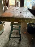 Industriële werkbank Rose Bros England – gietijzer & massief, Ophalen, Zo goed als nieuw