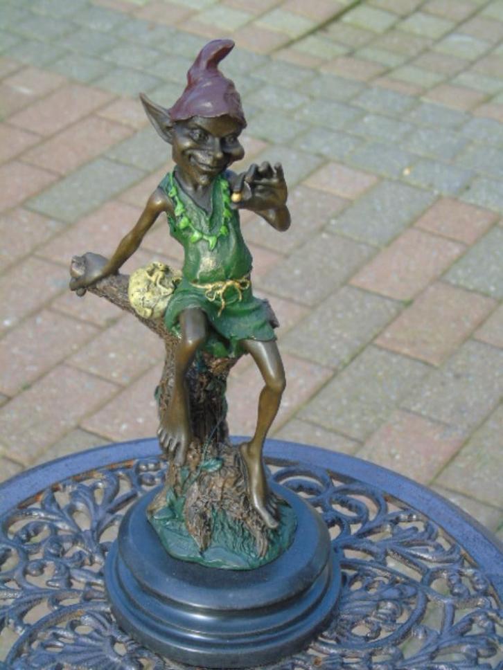 Troll, imp, 2 stuks in bronskleuren gesigneerd, JUNO, Antiek en Kunst, Antiek | Brons en Koper, Brons, Ophalen