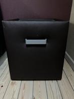2 Chocoladebruine lederen nachtkasten, Huis en Inrichting, Ophalen, Overige materialen, Gebruikt, Minder dan 45 cm