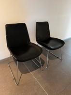 6 stoelen te koop (leer en chroom), Huis en Inrichting, Stoelen, Ophalen, Gebruikt, Zwart, Leer