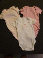 3 rompertjes met korte mouwen (Kiabi) Maat 56-62, Kinderen en Baby's, Babykleding | Maat 56, Kiabi, Gebruikt, Meisje, Ophalen of Verzenden