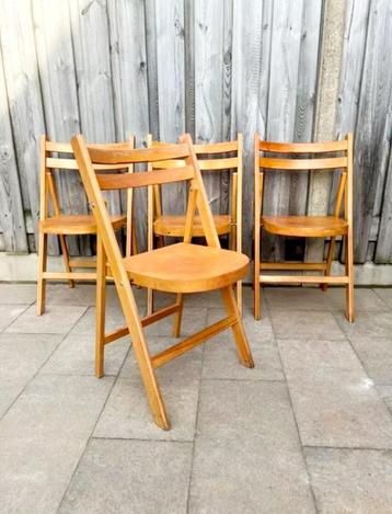 6 Vintage houten klapstoelen 