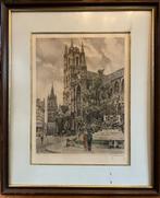 Reproductie Aquarel Sint-Baafskathedraal Gent met Belfort., Antiek en Kunst, Kunst | Tekeningen en Fotografie, Ophalen