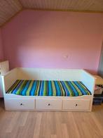 Lit double blanc extensible – 160x200 cm, Maison & Meubles, Enlèvement, Utilisé, Deux personnes, 160 cm