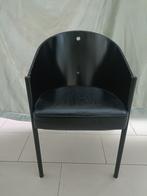 Zwart lederen Philippe Starck zetel, vintage design stoel., Ophalen, Huis en Inrichting