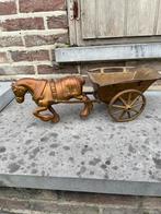 Bronzen paard en kar lengte 42 cm, Antiek en Kunst, Ophalen